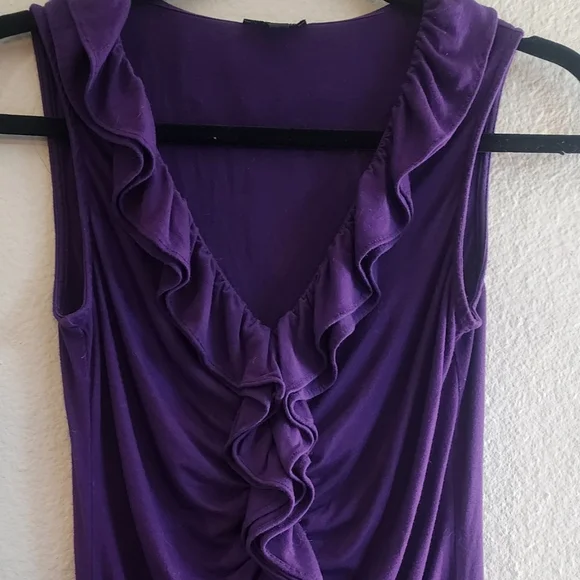 DEEP PURPLE RUFFLE TOP SIZE XS - SMALL MODAL SOFT! - Picture 5 of 5